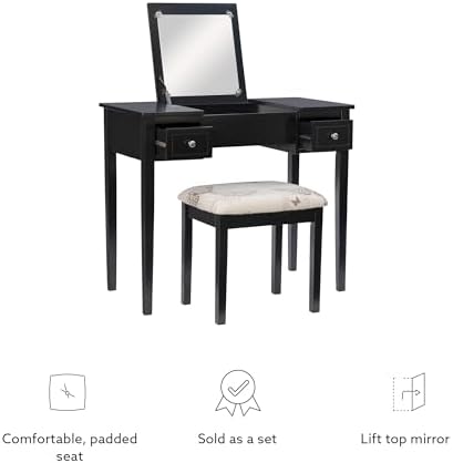Linon Vanity Set, Black