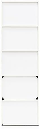 Furinno LUDER Book Shelf, 5-Tier Bookshelf, Bookcase with Open Shelves, 9.4 x 15.8 x 52, Easy Assembly, for Living Room, Bedroom, Home Office, White