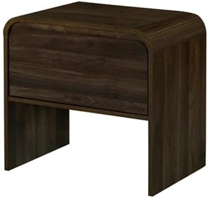 Pemberly Row Modern 2-Piece Wood End Table Set, Walnut Finish, 21.6 in W x 15.7 in D x 21.6 in H, Sturdy Eco-Friendly Build, Drawer Storage, Minimalist Style Bedside or Living Room Tables