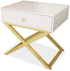 Telephone Table, Bedside Table with 1 Drawer Storage Rack Living Room Sofa Side Table Telephone Table L40W41.5H59CM(White