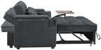 hansones 65'' 3-in-1 Folding Convertible Sofa Bed, Pullout Sofa, Modern Chenille Fabric, 360° Swivel Side Table, Easy Assembly, Perfect for Living Room, Grey
