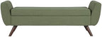 HomePop 60" Modern Storage Bench with Wood Legs - Olive Green Woven