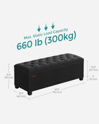 SONGMICS Storage Ottoman Bench, Foot Rest with Legs, Load up to 661.4 lb