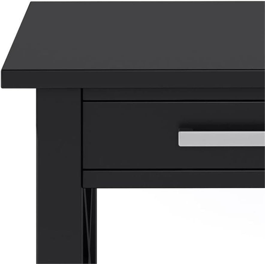Pemberly Row Solid Wood End Table with Storage, Black Finish, 20.5" W x 20.5" D x 20" H, One Drawer and Shelf, Square Contemporary Design, Living Room or Bedroom Side Table