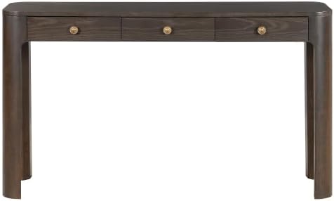 Bellemave 52" Rustic Console Table with 3 Drawers & Curved Corners, Wooden Sofa Tables Behind the Couch, Narrow Entryway Table with Thick Legs for Entrance, Hallway & Living Room (Espresso)