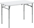 White 40" L x 20" W Plastic Adjustable Height Fold-in-Half Folding Table