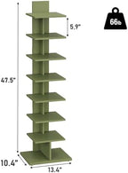 TUTOTAK Book Shelf, Narrow Spine Bookshelf, 8-Tier Bookcase for Small Space
