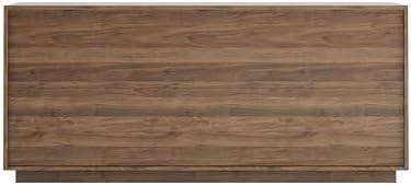 4-Door Sideboard Buffet Cabinet, 59'' Wood Kitchen Storage Cabinet Sideboard with Water Ripple Doors & Suspended Base, 2 Tiers Mid Century Modern TV Stand for Living Dining Room, Walnut