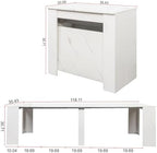 Transformer Table, Extendable Dining Table for 2-12 People, Marble White
