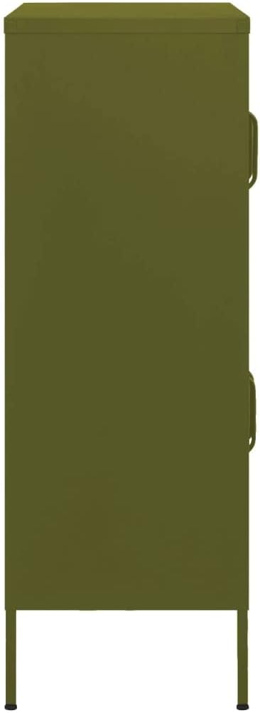Olive Green Steel Storage Cabinet 13.8"x31.5"x40" Modern 4-Door Pantry Organizer & Bathroom Storage Cabinet Adjustable Shelves Robust Metal Frame for Living Room Kitchen Garage
