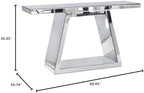 56" Silver Mirrored Console Table, Rectangle Glass Couch Behind Sofa Table with Trapezoid Base, Narrow Long Rectangular Accent Table for for Living Room Hallway Entryway Foyer Entrance