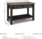 Signature Design by Ashley Tyler Creek Farmhouse Console Table, 2 Drawers | Behind couch table, Solid and engineered wood and veneers, 22-inch deep display shelf, Farmhouse sofa table