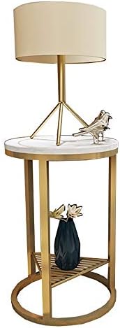 Telephone Table, Side Table Nordic Style Marble Round Telephone Table/Corner Table/Sofa Table/Coffee Table,19.6''x21.6'' (Gold