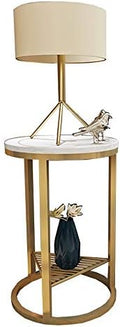 Telephone Table, Side Table Nordic Style Marble Round Telephone Table/Corner Table/Sofa Table/Coffee Table,19.6''x21.6'' (Gold