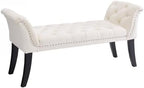Upholstered Ottoman Bench with Armrest & Button Tufting, Great for Entryway Dining Room and More