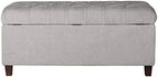 Homepop Home Decor | Tufted Ainsley Button Storage Ottoman Bench with Hinged Lid | Ottoman Bench with Storage for Living Room & Bedroom, Grey