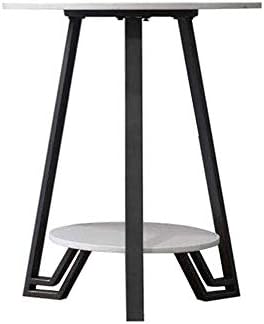 Telephone Table, Round Marble Side Table,Sofa & Console Tables,Telephone Tables,Easy to Assemble,2 Layers(Color:White,Size:19.6819.6823.62in)