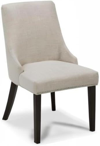 CHITA Farmhouse Dining Chairs with Nailhead Trim, Set of 2, Linen | Fabric High Back Dining Chairs, Upholstered Chairs with Sturdy Wood Frame for Dining Room