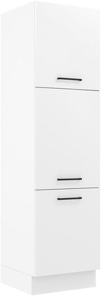 Madesa Hazel 3 Door Pantry Kitchen Storage Cabinet with 5 Compartments 89 Inch Tall Wooden Organization Unit - White