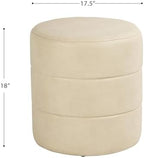 Spatial Order 18" Round Ottoman - Cream Faux Leather