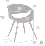Armen Living Butterfly Mid-Century Dining Chair in Walnut Finish and Blue Fabric - Set of 2