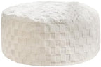 Hobestluk Adults Bean Bag Chair 4FT Big BeanBag Chair Extra Large Oversized | Memory Foam,Washable Cover,Unique Fluffy Plaid,Comfy Big Bean Bag with Filler Lounging Gaming Bedroom Living Room | White 4FT