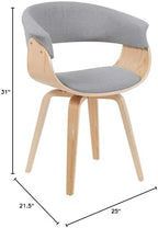 Armen Living Summer Mid-Century Upholstered Dining Chair in Grey and Patterned Oak Finish