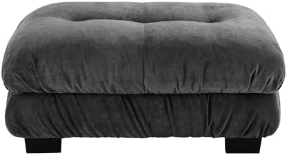Upholstered Ottoman Footstool with Cushion for Sectional Sofa Couch 300lbs for Living Room,Chenille Fabric(Grey)