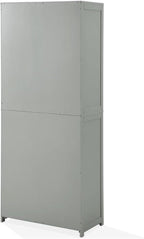 Pemberly Row Tall Wood Pantry Cabinet with Adjustable Shelves, MDF and Birch Veneer, Gray and Nickel Finish, Shaker-Style Doors, 67 in H x 28 in W x 15 in D, Kitchen, Bathroom, or Home Organization