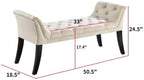 Upholstered Ottoman Bench with Armrest & Button Tufting, Great for Entryway Dining Room and More