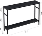 Timberer Narrow Console Table, 47 Inch Sofa Table with Adjustable Shelf | 2-Tier Long Skinny Table for Hallway, Entryway, Living Room, Foyer, Black