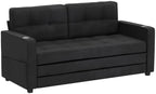 VINGLI Upgraded 64" W 84" L Full Size Futon Sofa Bed, 6" Thick Upholstery Chenille Loveseat Sofa Sleeper Pull Out Couch,Convertible Floor Couch for Living Room, Bedroom, Entertainment Room, Black