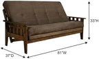 Kodiak Furniture Tucson Full Size Futon Set in Rustic Walnut Finish, Suede Gray