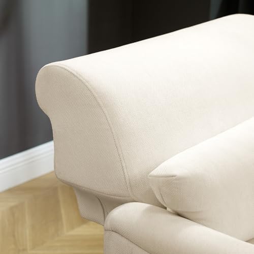 VANOMi 59.45'' Chaise Lounge Chair with Adjustable Backrest, Chenille Beige | Chaise Lounge Chair Indoor, Modern Chaise Lounge Couch, Upholstered Leisure Recliner for Living Room, Apartment, Bedroom