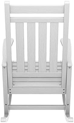 SERWALL Outdoor Rocking Chair Set of 2, Adult HDPE Rocking Chair, White | 21.1" Widened Seat adds Extra Comfort, Oversized Rocking Chair for Adults, All Weather Porch Rocker for Lawn Garden