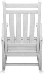 SERWALL Outdoor Rocking Chair Set of 2, Adult HDPE Rocking Chair, White | 21.1" Widened Seat adds Extra Comfort, Oversized Rocking Chair for Adults, All Weather Porch Rocker for Lawn Garden