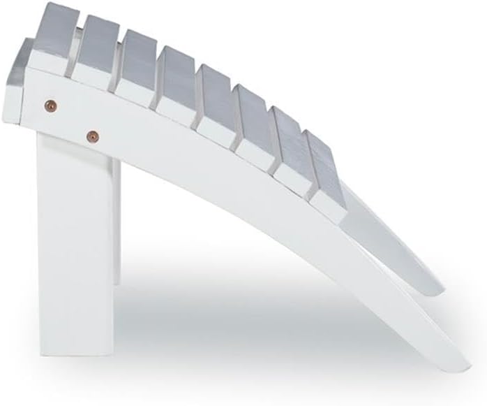 Outdoor Ottoman, Solid Wood and Acacia, White Finish, 21.6" W x 21.06" D x 13.7" H, Sturdy Transitional Patio Footrest, Ideal for Adirondack Chair or Outdoor Furniture Use