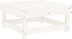 Outdoor Garden Footstool with Cushion, 24 x 24 Inch Square Pine Wood Patio Ottoman, Rustic Weather-Resistant Ottoman for Backyard, Deck, and Balcony, White