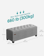 SONGMICS Storage Ottoman Bench, Foot Rest with Legs, Load up to 661.4 lb | End of Bed Bench, Storage Chest, 43.3 x 15.8 x 15.8 Inches, Dove Gray and Ink Black, MELISA Collection ULSF088G02