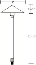 VOLT Max Spread 12V Black Brass Path Light (25" Tall, 9" Shade) with 3W 2700K Warm White G4 LED Bulb for Low Voltage Landscape Lighting on Outdoor Pathway, Walkway, Garden, Driveway or Patio