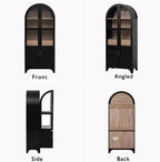Arched Kitchen Pantry Cabinet, 71" Tall, Farmhouse Style, with Glass Door, Hidden Drawer, Open and Adjustable Shelves, for Kitchen, Dining Room