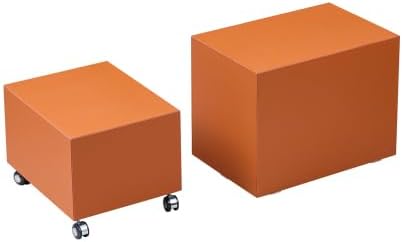 2-Piece Small Cube Side Table and Rolling Side Table Set | Modern Movable End Tables with Silent Casters Minimalist Cube Accent Side Table for Living Room, Bedroom
