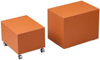 2-Piece Small Cube Side Table and Rolling Side Table Set | Modern Movable End Tables with Silent Casters Minimalist Cube Accent Side Table for Living Room, Bedroom