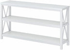 FATORRI Console Table for Entryway, Long Sofa Table with 3 Tier Shelves, Modern White Hallway Tables for Living Room (55 Inch, White Oak)