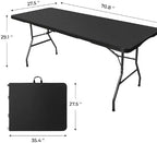 Folding Table 6ft Foldable Table with Built in Handle & Steel Legs / 6FT Heavy Duty Folding Portable,Perfect for Party, Dining Indoor/Outdoor Events, Tailgating & Backyard BBQ, Black