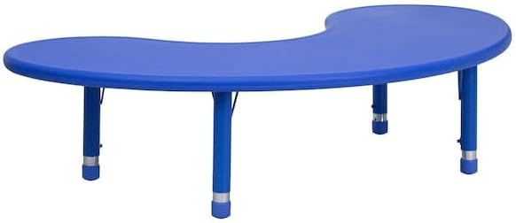 Flash Furniture 35''W x 65''L Half-Moon Blue Plastic Height Adjustable Activity Table
