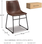 Signature Design by Ashley Centiar Mid-Century Dining Chair Set of 2, Brown | Contoured faux leather bucket seats, Matte black tubular metal base, Optimized for compact kitchen and eat-in spaces