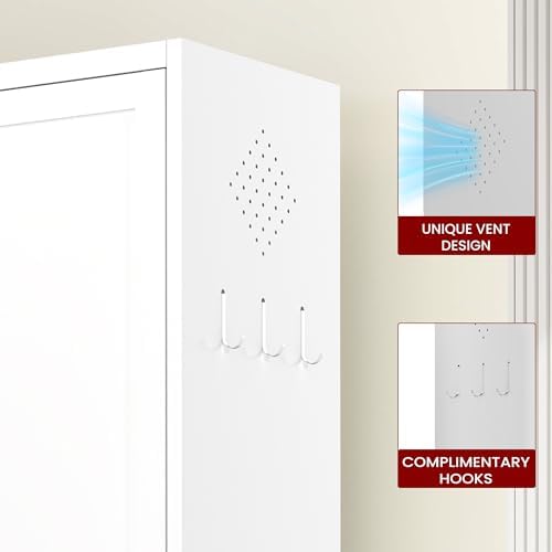 AQY Metal Pantry Cabinet, 72" White Kitchen Storage Cabinet with Doors