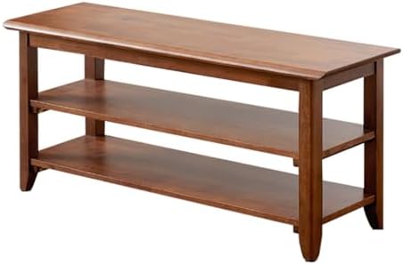 XKZG Shoe Rack Bench Wooden Shoe Storage Bench Entryway Bench, Brown, 39.4" | Rubber wood, Shoe Bench for Entryway, Living Room, Bedroom, Balcony, 39.4"W x 11.8"D x 16.5"H
