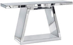 56" Silver Mirrored Console Table, Rectangle Glass Couch Behind Sofa Table with Trapezoid Base, Narrow Long Rectangular Accent Table for for Living Room Hallway Entryway Foyer Entrance